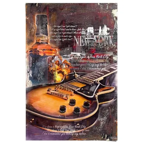 REINDERS Poster, Guitar Blues Night, Hobbyraum, Poster, Wanddeko, Room Decor, 150 gr. glänzend Bilderdruckpapier, Braun, 91,5x61cm
