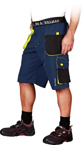 Leber & Hollman Herren kurze Arbeitshose LH-FMN-TS - Arbeitsshorts aus robustem 65% Polyester und 35% Baumwolle, ausgestattet mit Multifunktionstaschen und optimaler Passform für Handwerk und Industrie.