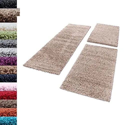 Carpettex Bettumrandung 3-teilig Shaggy Teppich Beige von Carpettex