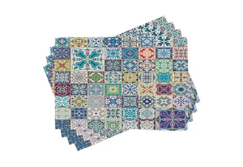 Abakuhaus Platzset Waschbare Stoff Esszimmer Küche Tischdekorations Digitaldruck, (4-teilig, 4-St., Set aus 4x), Bunt Flora