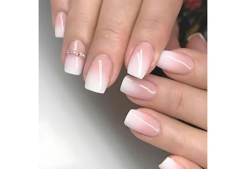 LuxusKollektion Kunstfingernägel 24 Stück Weiß Pink Glossy Eckig Nägel Aufkleben Strass Fake Nails