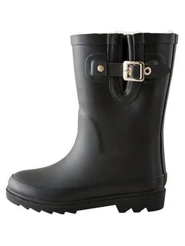 NEXT Mädchen Standard Gummistiefel mit Schnalle und warmem Futter Schwarz 38