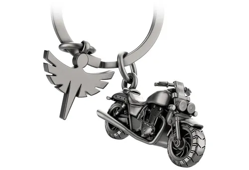 FABACH Schlüsselanhänger Chopper Motorrad mit Schutzengel in silber von FABACH