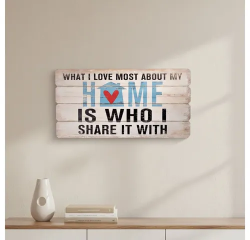 Mucola Holzbild Holzbild Wandschild Holzschild Wand Bild Querformat HOME 100x50 cm, Home (Stück, 1 St), Wandschild