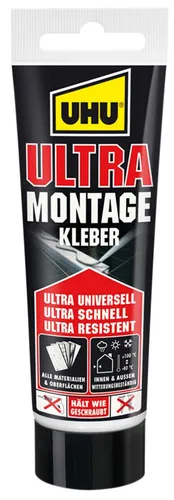 UHU Montagekleber Ultra lösemittelfrei 100 g Tube - Klebstoff für Metall und Holz, hochfest und ideal für Innen- und Außenanwendungen, lösemittelfrei für umweltbewusste Projekte.