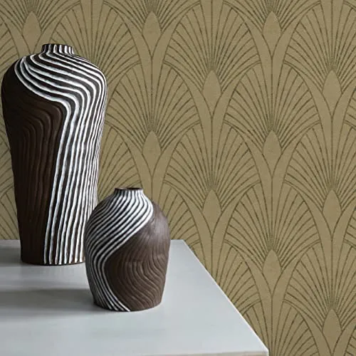 TADESSI Tapete Grafik Domenico M1-No.430 Vliestapete Gold Beige Art Deco Tapete für Wohnzimmer Schlafzimmer Küche
