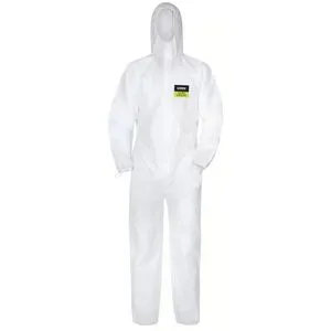 Uvex Schutzanzug air Einwegschutz-Overall, weiß, Größe L, mit Kapuze, Einweg-Overall, PSA-Kategorie 3 Typ 5/6