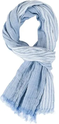 Ndier Schals Tücher Halstuch Scarf Herbst Winter Herren Schal Baumwolle Leinen Gestreift Herren Schals Warm Halstuch Mode Männlich Marke Schals Hellblau