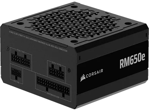 CORSAIR RMe Series 2025 RM650e PC-Netzteil - Vollständig modulares ATX-Netzteil mit geräuscharmem Betrieb, unterstützt PCIe 5.1 und bietet Cybenetics Gold-Zertifizierung für höchste Effizienz.