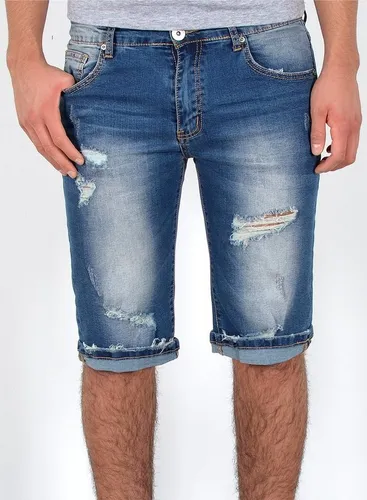 ESRA Jeansshorts Herren Jeans Shorts Hose Herren kurze Jeans Hose mit 5 Pocket Jeans Shorts Herren kurze Jeans Sommer Hose Jeans Herren Stretch
