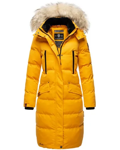 MARIKOO lange Damen Winterjacke B890 - warmer Parka mit Kapuze - Funktionsjacken, wasserabweisend und mit abnehmbarem Kunstfellkragen, ideal für kühle Temperaturen und optimaler Passform.