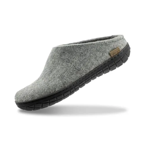 GLERUPS Slip On Hausschuhe für Damen und Herren mit Gummisohle (Grau)