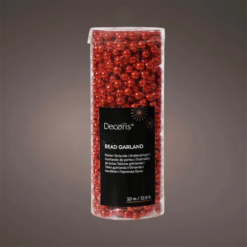 Decoris - Perlenkette Christbaum 10m Rot Bruchfest