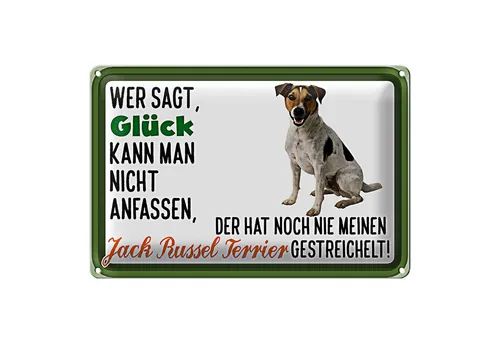 Roomando Metallschild Spruch 18x12cm Glück Jack Russel Terrier Hund