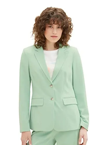 TOM TAILOR Damen Basic Blazer - Klassischer einreihiger Blazer für Damen, aus weicher Baumwolle-Viskose-Mischung für optimalen Tragekomfort. Ideal für verschiedene Anlässe von Freizeit bis Business.