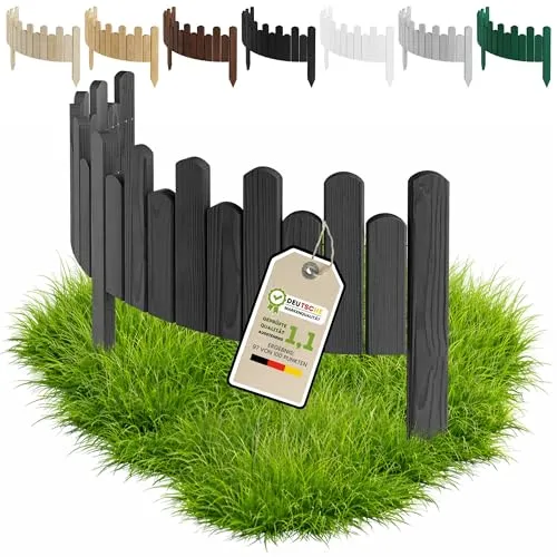 Floranica Beeteinfassung Rasenkante 20 cm Anthrazit - Flexibler Gartenzaun aus hochwertigem Kiefernholz, einfach zu installieren und vielseitig einsetzbar für kreative Gartenideen.