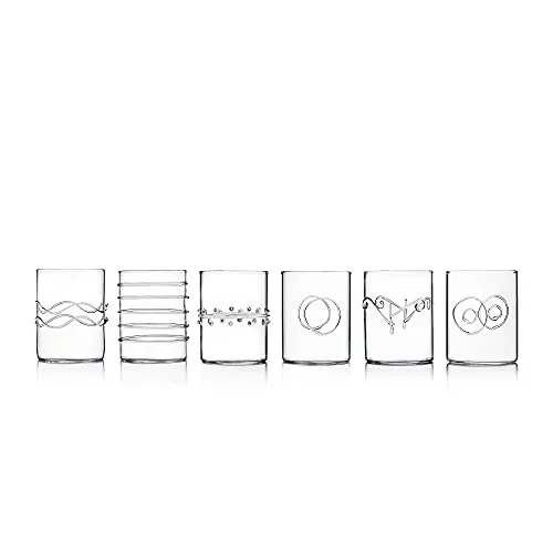 Ichendorf Milano Wasserglas-Set: 6 Kristallgläser - Hochwertiges Set aus 6 transparenten Kristallgläsern, perfekt für stilvolle Tischdekoration. Jedes Glas hat 27 cl, Höhe 9,2 cm und Durchmesser 7,1 cm.