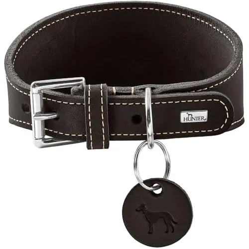 Hunter Windhundhalsband Aalborg schwarz - Elegantes Hunde-Halsband aus hochwertigem Rindsleder, ideal für Windhunde. Mit optimaler Druckverteilung für maximalen Komfort und Sicherheit.