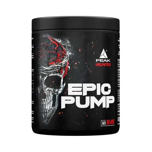 Peak Epic Pump - 500g Red Apple - Sportnahrung mit 16.000 mg NO-Präkursoren pro Portion für maximale Energie und Pump-Effekt, ideal für intensives Training.