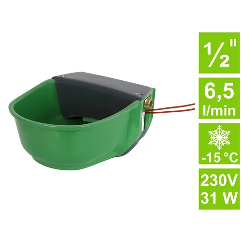 KERBL SH30 Heizbares Schwimmertränkebecken - Fütterungs- & Aufzuchttechnik mit integriertem Heizkabel und Frostschutzthermostat, ideal für frostfreie Wasserversorgung im Winter.