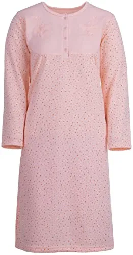 Zeitlos Thermo Nachthemd Lilly Langarm Punktemix Stickerei, Farbe:apricot, Größe:XXL