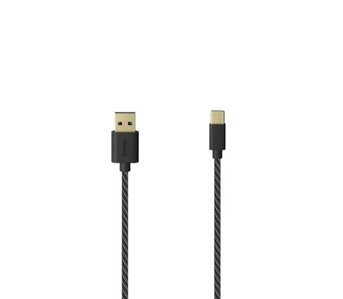Hama 00201002 USB-A auf USB-C Kabel, USB 2.0, vergoldet, Gewebemantel, 1,5 USB-Kabel