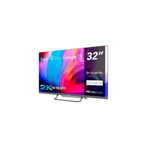 Smart Tech TV LED HD 32' (80cm) 32HG01V - Fernseher mit Google TV, 3xHDMI und 2xUSB. Genießen Sie ein kinoreifes Seherlebnis und verbesserten Sound durch größere Lautsprecher – perfekt für jedes Zuhause.