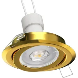 ledscom.de Deckeneinbaurahmen FABI, rund, schwenkbar, gold glänzend (GU10/MR16/GU5,3/50mm), PAR16, weiß, 5,558W, 535lm, 35°