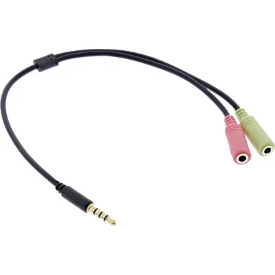 InLine® Audio Headset Adapterkabel, 3,5mm Klinke Stecker 4pol. an 2x 3,5mm Klinke Buchse, 1m
