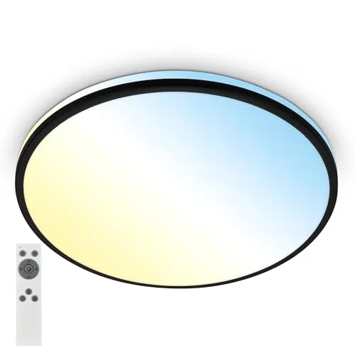 Briloner Pulup LED Deckenlampe mit Fernbedienung - Moderne Dimmbar Deckenleuchte mit einstellbarer Farbtemperatur (3000K-6500K) für jeden Raum. Ideal für stimmungsvolle Beleuchtung in Wohn-, Arbeits- und Esszimmer.