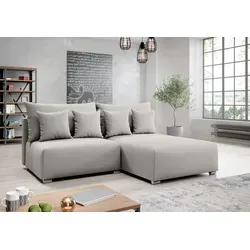 AX LIVING Ecksofa Ederra mit Schlaffunktion – 208 cm in Hellgrau