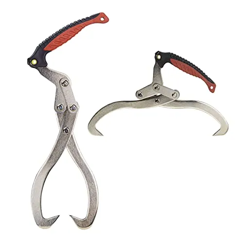 Holz Handpackzange Schleppzange Packzange Holzgreifer - Robuste Vollmetallausführung mit selbstgreifendem Mechanismus, ideal für das Handling von Holzstücken von 2,5 bis 30 cm.