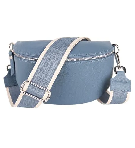 MIRROSI® Bauchtasche Damen - Echtleder & Made in Italy - Mode-Hüfttaschen aus hochwertigem Echtleder, stilvoll und vielseitig tragbar mit verstellbarem Ledergurt für jeden Anlass.