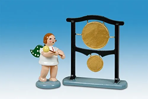Rudolphs Schatzkiste Holzfigur Engel mit Orchestergong und Krone Höhe 6cm NEU Holzengel Instrument Seiffen Erzgebirge Figur Dekoration Holzfiguren Weihnachten Fensterschmuck Spielzeug Deko