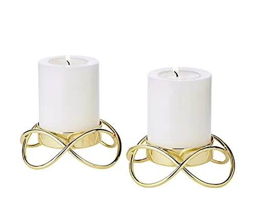 EDZARD 2er Set Kerzenhalter Bastia Gold S - Nussknacker-Kerzenhalter aus vernickeltem Edelstahl, elegantes Design für festliche Anlässe und vielseitige Dekoration.