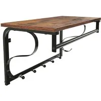 Vasagle Wandgarderobe 5 Haken und Regal 30 cm x 60 cm 31,7 cm Braun-Schwarz