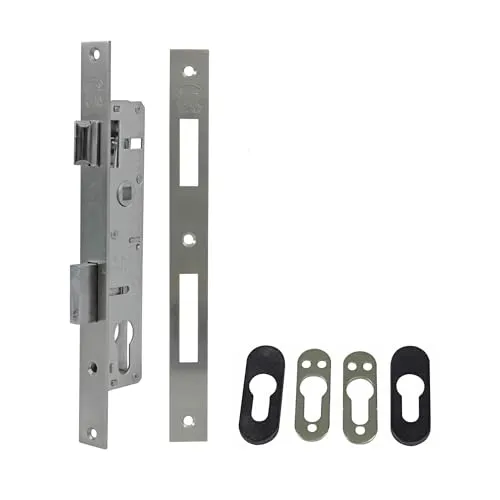 Amig - Einsteckschloss für Metallbearbeitung Modell 720E | 29 x 6 x 2,5 cm | für Zylinder Europrofil mit Nocken von 15 mm | Wendbarer Drücker | Edelstahl