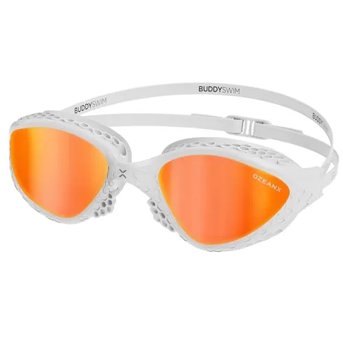 Buddyswim Schwimmbrille OzeanX. Schwimmbrille Herren mit UV400-Schutz. Antibeschlag Schwimmen Zubehör Damen. Swimming Goggles mit XVISION Panorama-Gläsern. Hydrodynamische Passform für Schwimmen.