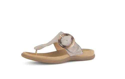 Dianette GABOR Damen Pantoletten, Gr. 38, beige - Bequeme Pantoletten aus Ziegenveloursleder mit rutschhemmender Sohle und dekorativer Zierschnalle, ideal für den Sommer.