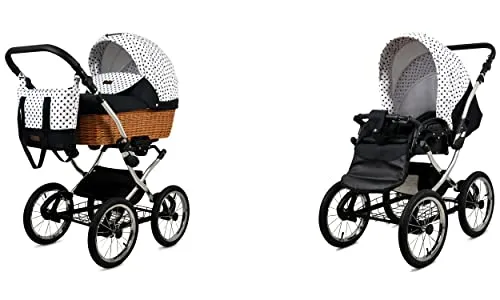 BabyLux ALU 2in1 Kinderwagen – Multifunktionaler Kinderwagen für Neugeborene und Kleinkinder - Kinderwagen, der sowohl als tiefer Kinderwagen als auch als Buggy verwendet werden kann. Verstellbare Rückenlehne und Fußstütze, elegantes Design mit hochwertigen Materialien.