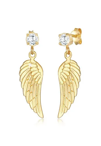 Nenalina Paar Ohrstecker Flügel Glücksbringer Zirkonia Hänger 925 Silber - Ohrstecker aus 925 Silber mit filigranen Flügeln und funkelnden Zirkonia, ideal als bedeutungsvolles Geschenk und täglicher Schutzengel für die Damen.