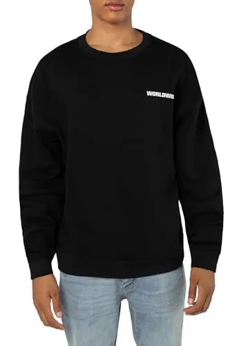 Sublevel Herren Oversized Sweater mit Worldwide Backprint – Trendy und Bequem für Streetwear Black L