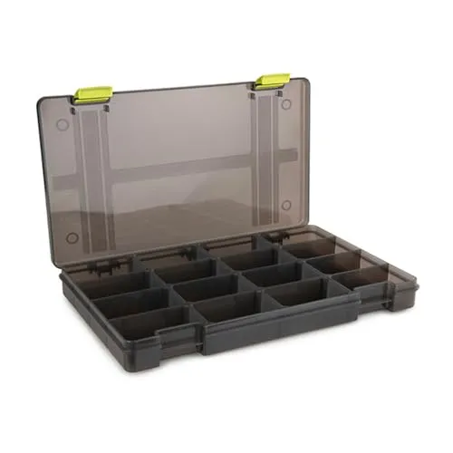 Fox Matrix Storage Box Shallow 35,6x22x4,5cm - Tacklebox für Feeder- & Stippzubehör, Angelbox, Zubehörbox für Futterkörbe & Stippposen