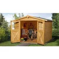 Gartenhaus weka 316 Gr. 3 mit Fußboden - Gartenhaus mit Satteldach (290 x 217 cm), aus lasiertem Holz, ideal für Gartenlagerung und Freizeitgestaltung.