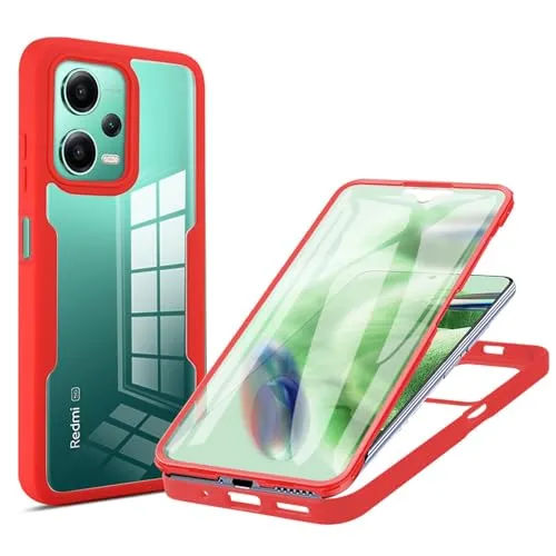 betterfon 360 Grad Hülle Kompatibel mit Xiaomi Redmi Note 12 | Handyhülle mit eingebautem Displayschutz für Redmi Note 12 | Rot