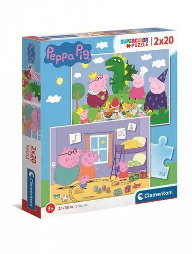 Puzzle 2x20. Super color. Świnka Peppa Clementoni 8005125247783