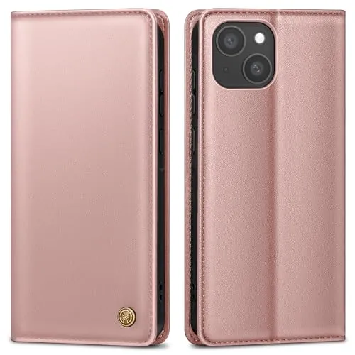 AIMOYU Handyhülle für iPhone 14 Hülle,Premium Lederhülle Schutzhülle Tasche für iPhone 14 Hülle Wallet Kartenfach Standfunktion Klappbar Flip Case für iPhone 14 Hülle,Rosa