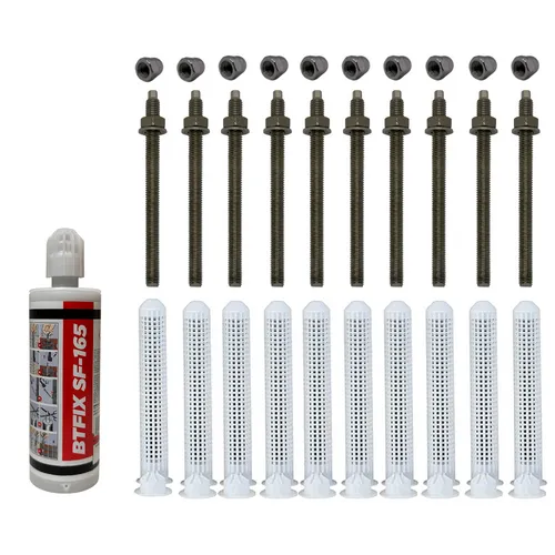 Schwerlast-Montageset M8x150 Edelstahl A4 - Baumaterial, extrem vielseitig für Mauerwerk und Hohlräume, inkl. Injektionsmörtel und Statikmischer, ideal für stabile Befestigungen von Vordächern, Geländern und mehr.