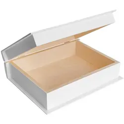 Creative Deco Buchbox Weiße Holzkiste 24 x 19 x 7,5 cm - Aufbewahrungsbox in klassischem Weiß, ideal für Dekoration und Personalisierung. Perfekt für Erinnerungsstücke oder als Geschenkbox für besondere Anlässe.