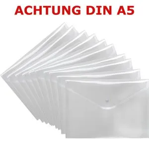 Foldersys Dokumententasche 40912-00, A5, aus Kunststoff, transparent für 100 Blatt 10 Stück